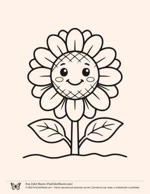 Easy Sunflower Coloring Sheet