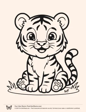 Easy Tiger Cub Coloring Page