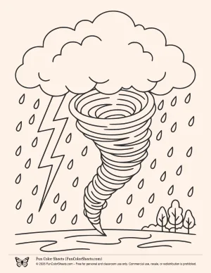 Easy Tornado Coloring Sheet