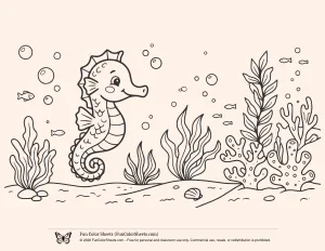 Free Seahorse Coloring Page