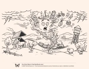 Funny Cartoon Tornado Coloring Sheet