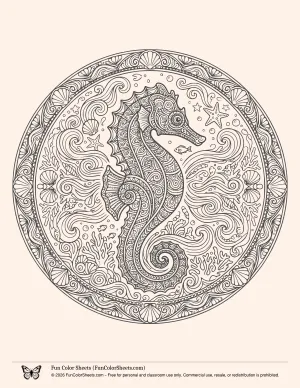Mandala Seahorse Coloring Pages for Adults