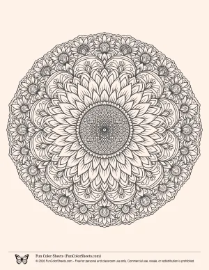 Mandala Sunflower Coloring Page