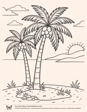 Island Palm Trees Coloring Page