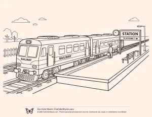 Railway Station Coloring Page