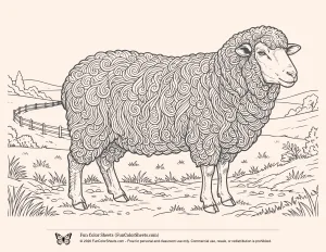 Realistic Sheep Coloring Page