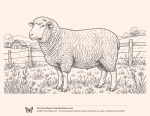 Realistic Sheep Coloring Sheet