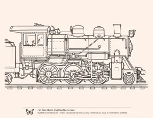 Realistic Steam Train Coloring Page