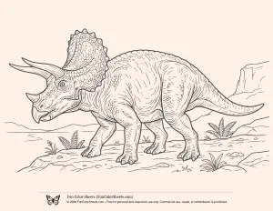 Realistic Triceratops Coloring Sheet