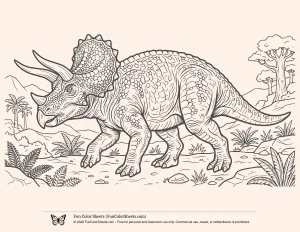 Realistic Triceratops Illustration for coloring