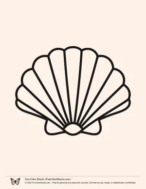 Bold and Easy Scallop Sea Shell Coloring Page
