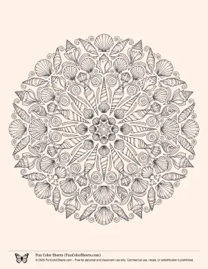 Sea Shell Mandala Coloring Page