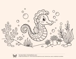 Seahorse Coloring Pages for Kids