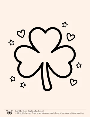 Bold Easy Shamrock St Patrick Coloring Page