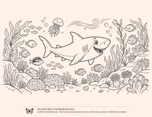 Shark Coloring Page for Kids