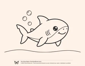 Shark Coloring Page for Young Kids