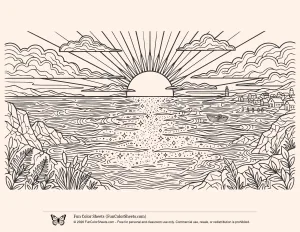 Shimmering Sunset Coloring Page