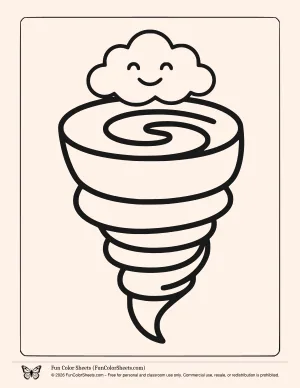 Simple Bold Tornado Coloring Page