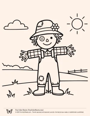 Simple Scarecrow Coloring Page
