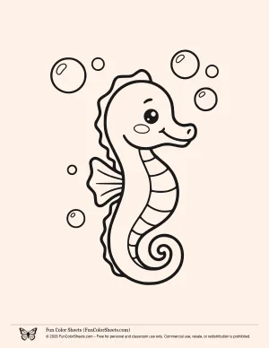 Simple Seahorse Coloring Page