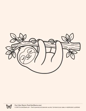 Sloth coloring pages: Sleeping Sloth Coloring Page