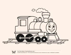 Smiley Train Coloring Sheet for Kids
