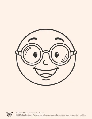 Spectacle Smiley Face Coloring Sheet