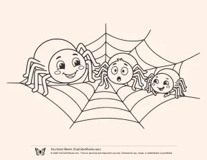 Coloring Sheet of Spiders on a Web