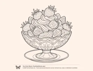 Strawberries and Cream Coloring Page