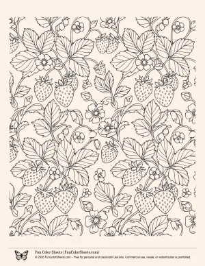 Strawberry Pattern Coloring Page