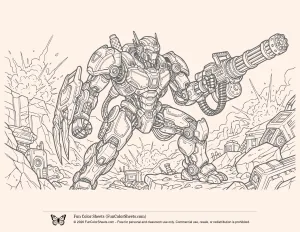 Battle Robot Coloring Page