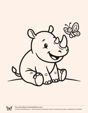 Rhino Coloring Pages: Bold and Easy Rhino Coloring Page