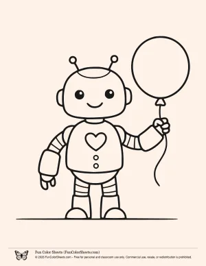 Bold Easy Robot Coloring Page