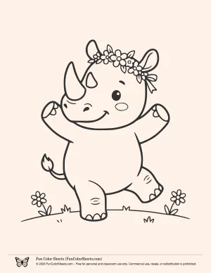 Cute Rhino Coloring Page