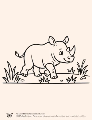 Easy Rhino Coloring Sheet