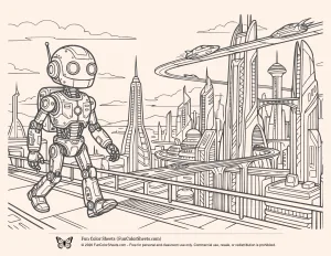 Futuristic Robot Coloring Page