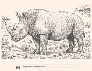 Realistic Rhino Coloring Page