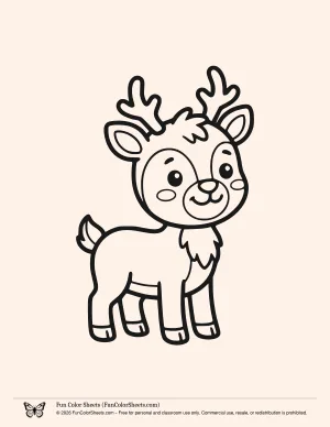 Reindeer Coloring Pages:Cute Easy Reindeer Coloring Page