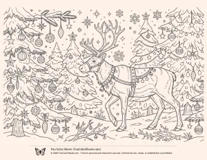 Decorated Reindeer Coloring Page