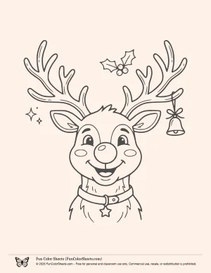 Rudolph the Red Nosed Reindeer Coloring Sheet