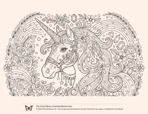 Decorated Unicorn Head and Rainbows