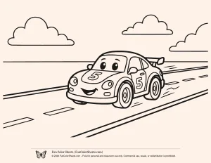 Easy Race Car Coloring Pages
