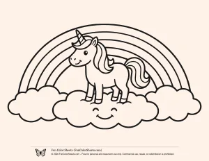 Easy Rainbow Unicorn Coloring Pages