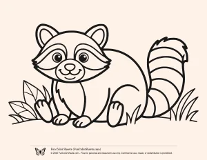 Large Easy Raccoon Coloring Sheet