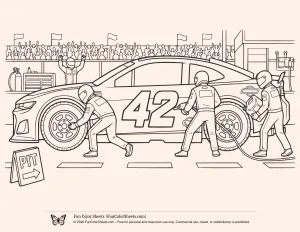 Race Car Pit Coloring Page