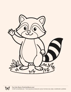Smiling Baby Raccoon Coloring Page